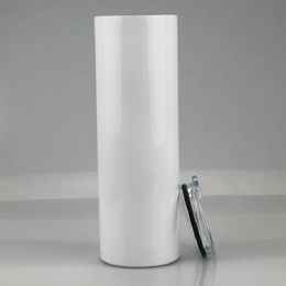 Sublimation Straight Skinny Tumbler Stainless steel blank white skinny cup with lid Cylinder bo ttle free fast sea shipping GGA4346