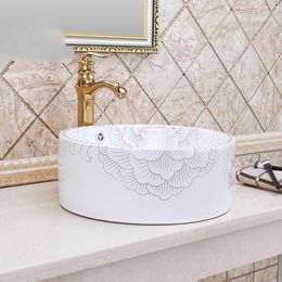 Peony Chinese Ceramic Art Basin Sink Counter Top Wash Basin Bathroom Vessel Sinks ceramic vanity washing basin bathroom sinks