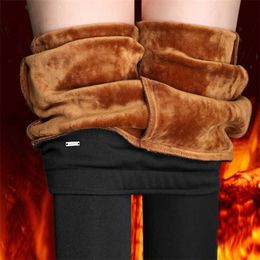 SVOKOR Lady Casual Winter Leggings Velvet Warm High Waist Pants Women Snow Slimming S~2XL 211215