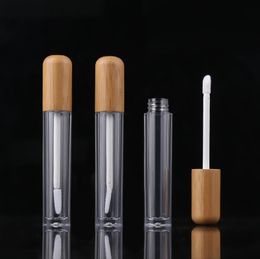 5ml Vintage Bamboo Lip Gloss packing bottle refillable Lips Balm Tube empty Cosmetic Container Packaging Lipbrush