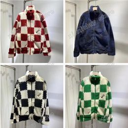 2023 Autumn Sportwear man women designers Jackets lattice Faux leather Jacquard embroidery Artificial cashmere Coats Outerwear Clothing red blue black S-XL