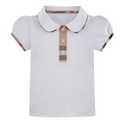 Summer Baby Girls T-shirts Cotton Girl Turn-Down Collar T-shirt Preppy Style Kids Short Sleeve Tops Tees Children Casual T Shirt