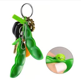 Decompression Edamame Toy Squishy Squeeze Peas Beans Keychain Anti Stress Adult Rubber Boys Gift Fidget Toys