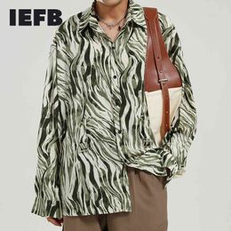 IEFB Men's Clothing Spring Long Sleeve Shirt Korean Style Design Loose Personalised Printing Oversize Shirts Tie 9Y7455 210524