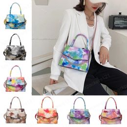 Crocodile Women Square Bag Tie-dye Shoulder Bag Gradient Color Crossbody Bag Handbag Totes Messenger Bags Chain Coin Purses