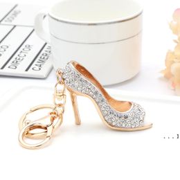 NEWKey chain Party Favour cat shoe pendant red blue diamond-studded high heels metal Customised car accessories delicate gifts RRF12615