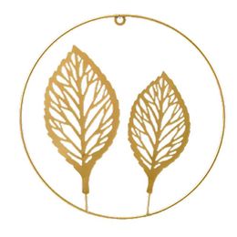 Decorative Objects & Figurines 7 Styles 3D Golden Leaf Wall Decor Hanging Light Luxury Punch Free Nordic Style Metal Round Iron Pendant For