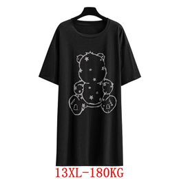 Women's T-Shirt Plus Size Stitching Color 8XL 9XL 10X 12XL13XL Summer Round Neck Short Sleeve Loose Black Big