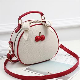 Women Handbag Fashion Shoulder Bag Cherry Decoration Crossbody For Ladies Korean Style Small Circle Cross Body