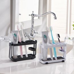 Family Toothbrush Stand Holder Bathroom Toiletries Storage Rack Washroom Toothpaste Cup Large Organiser Home Accessories 210322