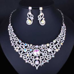 FARLENA Jewelry Cute Multicolor Crystal Rhinestones Necklace and Earrings for Women Wedding Bridal Jewelry Sets H1022