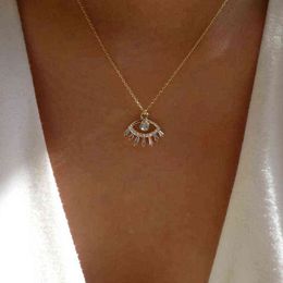 Turkey Fashion Evil Eyes Zirconia Necklace Women Jewellery High Quality Link Chain Evil Eye Pendant Necklace Bijoux Femme G1206