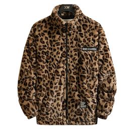 Autumn Leopard Jacket Men And Women Soft Loose Outerwear Fashion Street Zipper Hooded Coat Clothing Male Female Plus Size 4XL 211217