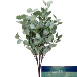 Botique-4Pcs Faux Leaves Stems Silver Dollar Eucalyptus Plant 35.4INch Tall Floral Greenery Branches for Holiday Wedding Decor1