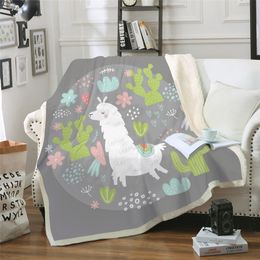 Cartoon Throw Blanket Alpaca Series Air Conditioner Cover Blankets Microfiber On The Sofa/bed/plane Travel Bedding Dropshipping