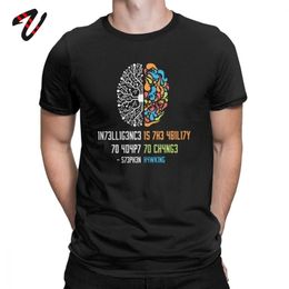 100% Cotton Tee Shirt Intelligence Men T Shirt Intelligence Is The Ability To Adapt To Change Vintage Science Slogan T-Shirt 210324
