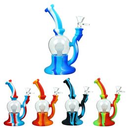 silicone water pipes smoking bongs tobacco hookah bong dab rigs Dry with 7.4'' glow in dark