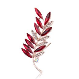 Pins, Brooches TODOX Brooch 2021 Fashion Beauty Women Gold Crystal Plant Exquisite Flower Red Colourful Pins Party Gift For Man