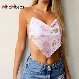 Floral Print Crop Top Women Ruched Off Shoulder Strap Triangle Sexy Corset Vintage Sweet Tops Backless Bustier Summer 210517