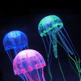 NEWArtificial Glowing Effect Jellyfish Aquarium Decoration Fish Tank Underwater Luminous Ornament Aquatic Landscape 10*22cm RRE11405