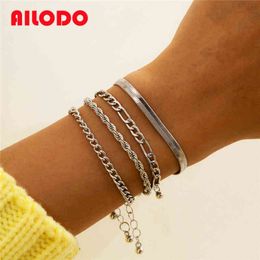 sport beads wholesale Australia - Ailodo 4 Pcs Set Punk For Women Gold Silver Color Snake Chain Bracelets Statement Fashion Jewelry Girls Gift