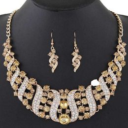 Jewellery Sets Luxury designer Bracelet Rhinestone Inlaid Chain Necklace Hook Earrings Bridal Wedding Party Set