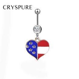 Heart Crystal Ear Studs Fashion Star Shape American Flag Earrings for Women Patriotic Jewelry Gifts Body Piercing Accessories Q0709