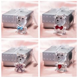 4 Colors Lovely Crystal Bear Favor Romantic Wedding Valentine's Day Gifts With Colorful Box Party Favors Baby Shower Souvenir Ornaments For Guest Gift