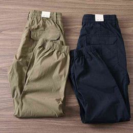 Work Clothes Casual Pants Men's Spring and Autumn Work Clothes Wear-resistant, Breathable, Outdoor Elastic Waist G220224