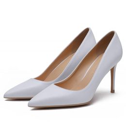 Dress Shoes Women White Spring Pumps Pointed Toe Female Slip On Design Party Classic Shallow High Heels Ladies Plus Size E0061