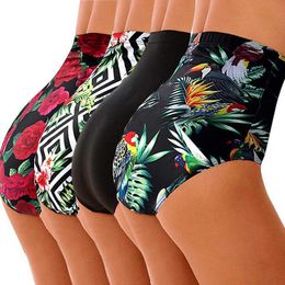 Women's Swimwear Women High Waist Bikini Swim Pants Shorts Bottom Swimsuit Two-Piece Separates Rose Flower Bathing Suit