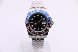 Men's mechanical watch 126710 business fashion modern 4-pin red and blue ceramic ring black surface stainless steel adjustable strap