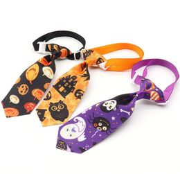 Halloween Pet Tie Dog Apparel Fashion Print Pumpkin Skull Dogs Bow Ties Party Decoration Supplies 8 Styles Mixed