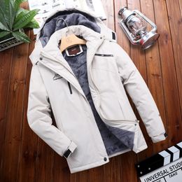 Winter Casual Men's Jacket Fleece Warm Windbreaker Hooded Coats Outdoor Thermal Waterproof Jackets