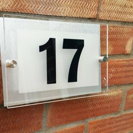 House Number Modern Street Door Plate Acrylic Glass And Aluminum Effect Plaque Sign Other Hardware