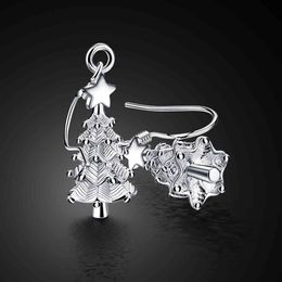 Fashion Personality 100% 925 Sterling Silver Christmas Tree Drop Women Charm Thread Earrings Jewelry Gift