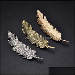 Hair Clips & Barrettes Jewelry Korea Fashion Metal Feather Hairpin Satement Hairpins Hairwear Aessories Women Drop Delivery 2021 Uyxwl