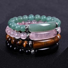 Fashion Brand Luxury Natural Stone Healing Crystal Stretch Beaded Bracelet Women Men Handmade Precious Tiger-eye green Dongling Bracelets