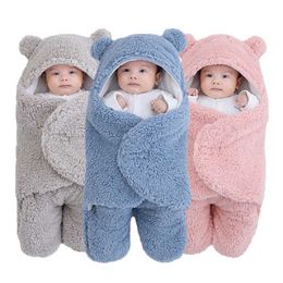 Baby Sleeping Bags Ultra-Soft Fluffy Fleece born Receiving Blanket Infant Boys Girls Clothes Sleeping Nursery Wrap Swaddle 211025