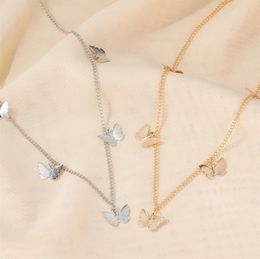 Fashion Small Animal Butterfly Stars Chain Necklace Gold Silver Color Clavicle Necklaces For Women Jewelry