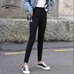 Arrival Nine Pant Womens Casual Trousers High Waist Slim pencil Black Pants fashion trousers office lady female 7267 50 210521