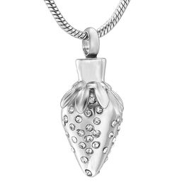 Fashionable silver strawberry cremation urn pendant necklace, ashes necklace Keepsake can commemorate mother, aunt and daughter
