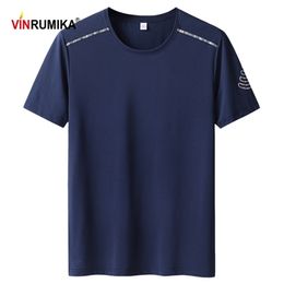 Super Large Size L-9XL Men Summer Casual Brand Black Short Sleeve T-shirt Tees & Tops Man Elastic O-neck Blue T-shirts 210726