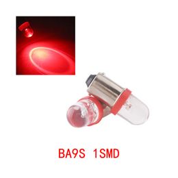 100Pcs/Lot Red BA9S 1SMD Convex LED Bulbs Car Replacement Lights Wedge Instrument Lamp Width Reading Light DC 12V