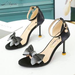 Summer Fashion Pointed Toe Solid Colour Women's Sandals One-line Buckle Casual Mature Sexy Stiletto High Heels 34-39