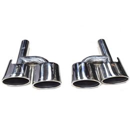 Pair H Style Silver Exhaust Pipe For BENZ C Class W204 C63 C65 C200 Stainless Steel Rear Tailpipe Tips