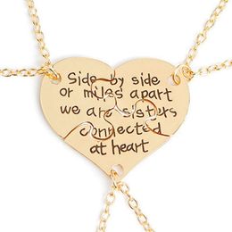 Chokers 3Pcs Friend Forever Engraved Necklace Broken Heart Charm Pendant Set BFF Friendship Sister For Girl