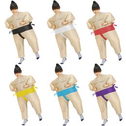 6 Colors Kids Blow Up Sumo Inflatable Costumes Halloween Cosplay Costume Children Carnival Party Role Play Disfraz 140-160cm Q0910