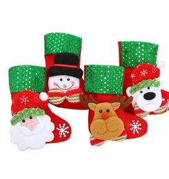 Christmas Tree Hanging Socks Linen Festival Apple Gift Candy Bags Cartoon Snowflake Xmas Party Fireplace WLL571