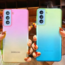 Gradient Colour Phone Cases For Samsung S20 FE S21 S10 Plus A52 A72 A32 A22 A51 A71 Note 20 10 Clear Shockproof Soft Cover
